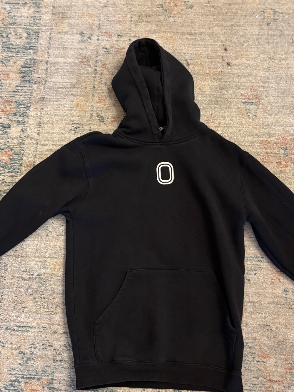 Black Hoodie with White 'O' overtime hoodie- XLY